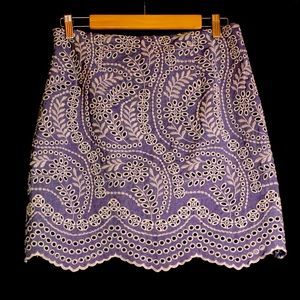 Embroidered Scalloped Shift Skirt
